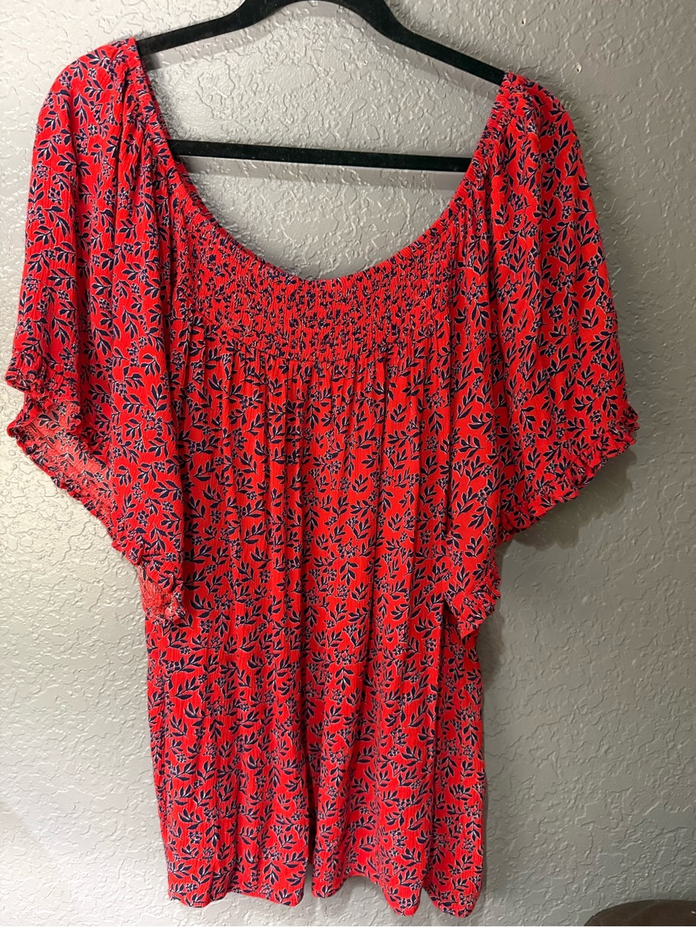 Red Floral Off-Shoulder Women’s Blouse
